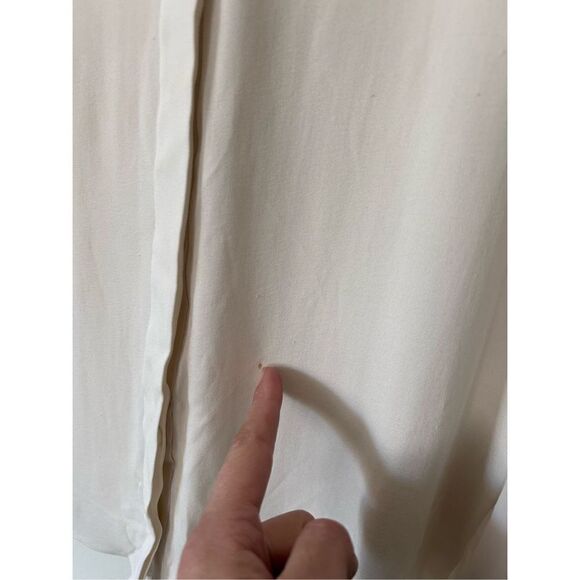 Alice+Olivia Employed Long Sleeve Stand-Up Collar White Button Down Blouse Sz S - Picture 7 of 11